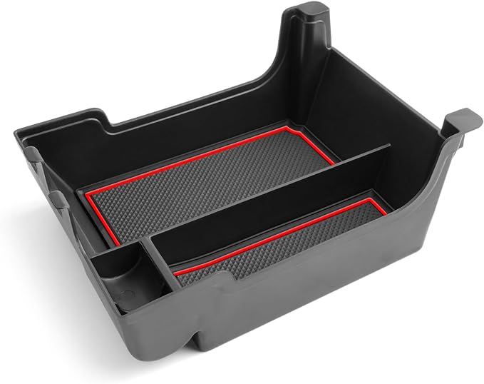 CDEFG for 2020-2023 2024 Edge Center Console Organizer Tray Compatible with 2020-2023 2024 Ford Edge Middle Console Organizer Armrest Tray Storage Box 2023 2024 Edge Accessories (Red Trim)
