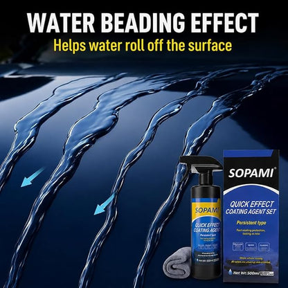 Sopami Car Coating Spray,Multi‑Purpose Quick Coating Spray | High Gloss Shine, Auto Body Wax Scraping and Polishing Waterless Wash, Wheels & Interior Surfaces (1 pcs)