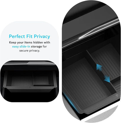 TUDIA Center Console Organizer Tray Designed for Tesla Model 3 2025/2024 (Highland) & Model Y 2025/2026 (Juniper) - [NOT Compatible with Model 3 2021-2023] Smooth Slide Storage with Silicone Lining