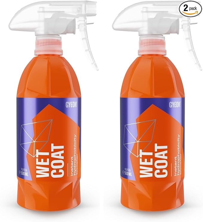 GYEON Wet Coat 500ml - Hydrophobic Ceramic Spray Coating for Cars - High Gloss Solutions for Your Car Paint Wheels and Glass - Spray On Rinse Off Easy DIY Use Formula (Pack of 2)