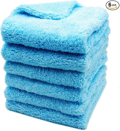 Kingsheep 6Pack Car Microfiber Towel for Auto Thick Buffing Microfiber Cleaning Cloth 16"x16" Plush Polishing Drying Towels 450gsm Detailing Cloths