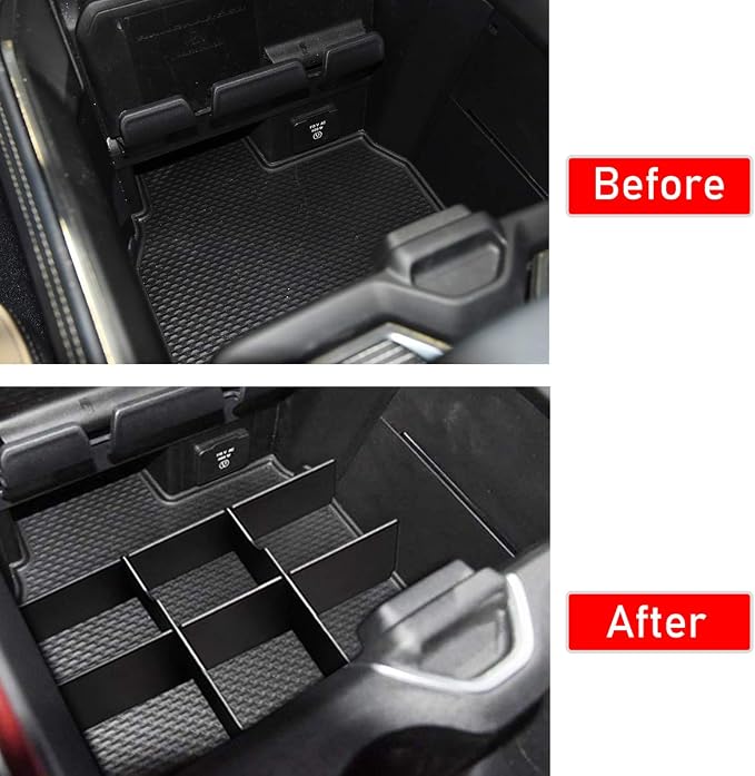 Jaronx Lower Center Console Organizer For 2019-2026 Dodge RAM 1500 and 2019-2026 RAM 2500/3500,Front Center Divider+ Rear Lower Divider (NOT for Classic, Longhorn, Limited, TRX)