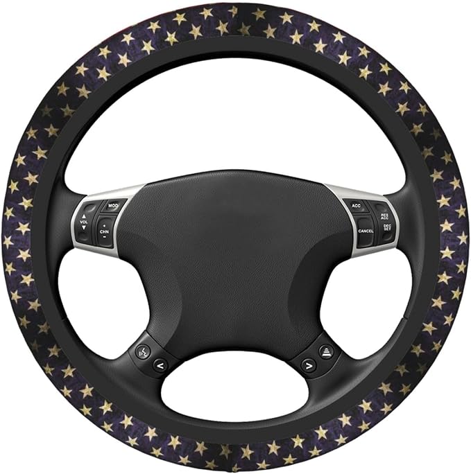 Car Steering Wheel Cover with Anti-Slip Lining, Universal 15 inch Wheel Cover, Fashion Car Interior Accessories for Women Men - Vintage American Flag