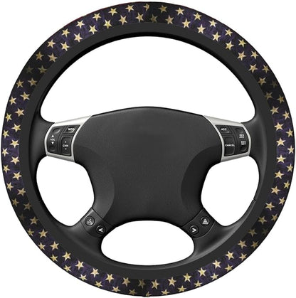 Car Steering Wheel Cover with Anti-Slip Lining, Universal 15 inch Wheel Cover, Fashion Car Interior Accessories for Women Men - Vintage American Flag