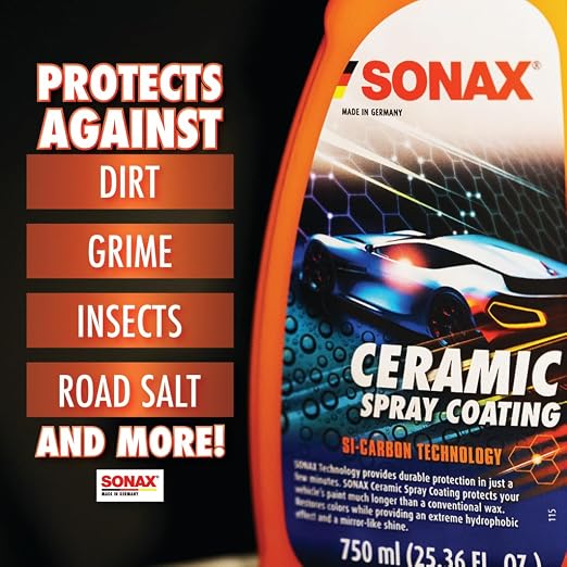SONAX Spray Ceramic Combo | High-Performance Ceramic Coating for Paint Protection | Hydrophobic Water Repellent, Long-Lasting Shine & Scratch Resistance | Son-SPRCER-KIT
