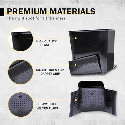 Car Trash Can for Vehicles Leakproof Compact Garbage Bin w/Stability Flap, Anti-Slip Base, Portable Trash Holder for Cars, Trucks, SUVs, Minivans (Black, Large)