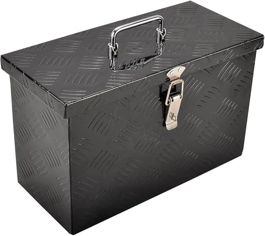 16''Inch Aluminum Truck Tool Box Truck Bed Toolbox Truck Trailer Chest Box Trailer Underbody Storage Organizer Waterproof Square Storage Organizer w/Lock & Keys Black(‎16" Lx7.5 Wx10 H)