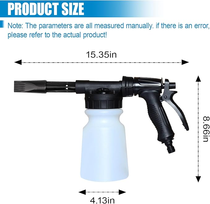 ZIMISI Car Wash Foam Gun, Foam Cannon for Hose, Professional Car Foam Sprayer with 6 Levels Foam Concentration, Spray Gun Cleaner, Connects to Any Garden Hose (Black)