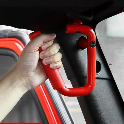 Front & Rear Grip Handle Metal Grab Bars Steel Compatible with Je-Ep JK Wrangler 2007-2017 Red, J039