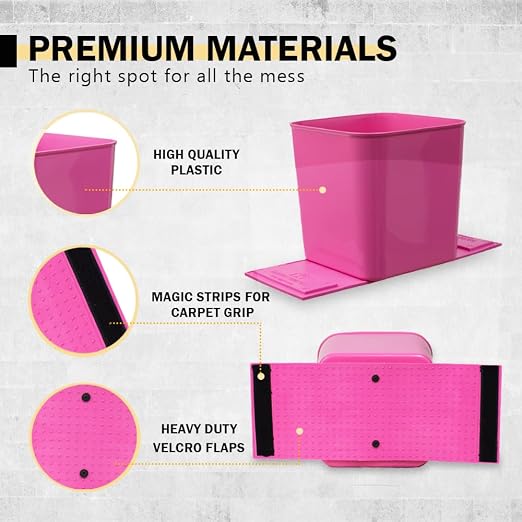 Car Trash Can 1.4 Gallon with Stability Flap & Magic Strips — No-Tip Leakproof Car Garbage Bin for Car Floor, Mats, Front or Back Seat, SUV, Truck, Van, Vehicle Interior Organizer (Pink)