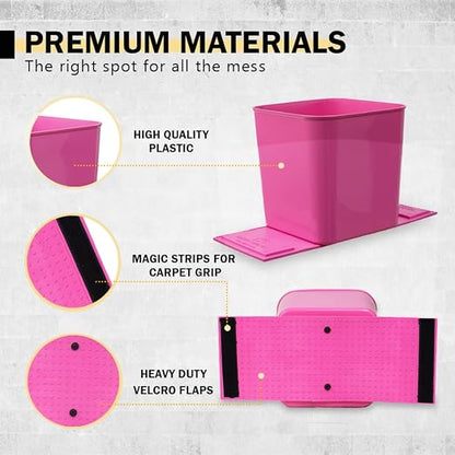 Car Trash Can 1.4 Gallon with Stability Flap & Magic Strips — No-Tip Leakproof Car Garbage Bin for Car Floor, Mats, Front or Back Seat, SUV, Truck, Van, Vehicle Interior Organizer (Pink)
