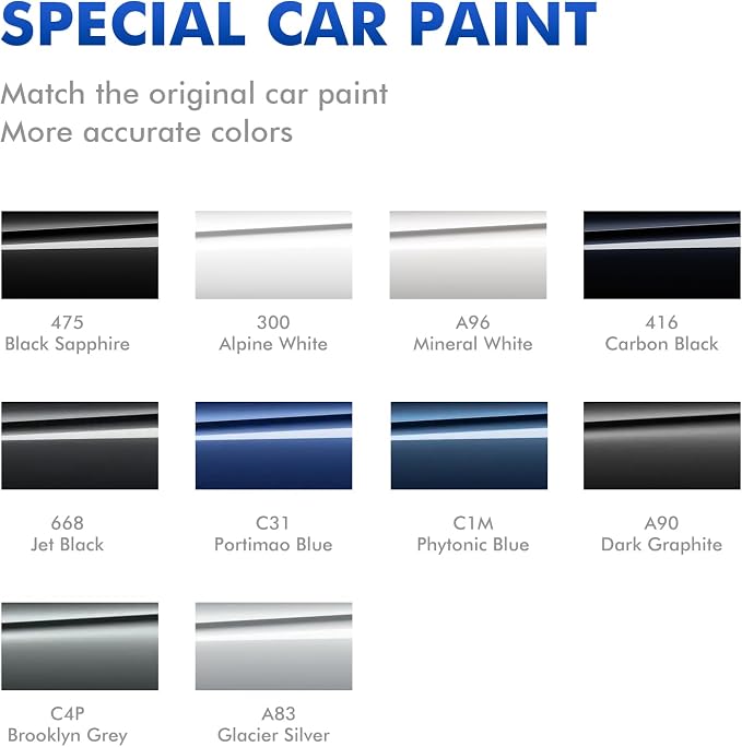 A83 Glacier Silver Touch Up Paint Compatible with BMW, DIY Car Paint Scratch Repair, Quick & Easy Fix Automotive Scratch Repair for X1/X2/X3/X4/X5/X6/1 2 3 4 5 7Series/Z4/B6/B7