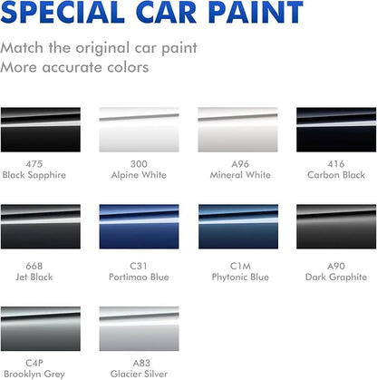 A83 Glacier Silver Touch Up Paint Compatible with BMW, DIY Car Paint Scratch Repair, Quick & Easy Fix Automotive Scratch Repair for X1/X2/X3/X4/X5/X6/1 2 3 4 5 7Series/Z4/B6/B7