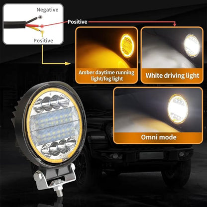 LED Light Pods,KaiDengZhe 72W 4.5" LED Work Light with Amber Strobe Halo Ring Off Road Pods Spot Flood Combo Lights Off Road Driving Fog Lights 12V -36V LED for Truck Pickup Jeep SUV ATV UTV-4PCS