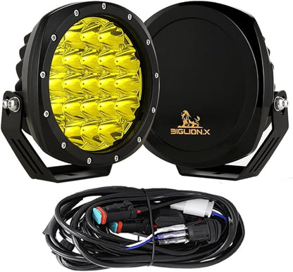 BIGLION.X 7Inch Round LED Amber Driving Offroad Lights 2PCS 210W 32000LM Amber Off road Lights LED Off Road Light Round Waterproof IP68 IP69K 12V 24V for Pickup Trucks SUV ATV UTV 4x4
