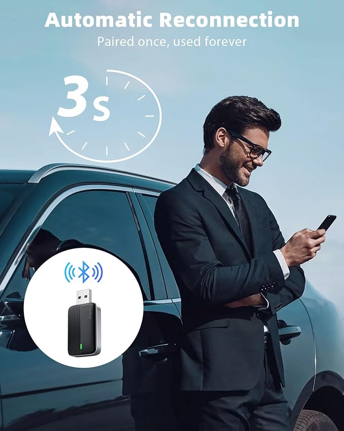 MoKo Wireless CarPlay Adapter for Apple iPhone, Mini Car Play Adapter for iOS 10+ & Cars with Apple CarPlay, Wired Car Play to Wireless, Fast Response Stable Control No Delay Not for Android,BlackGry
