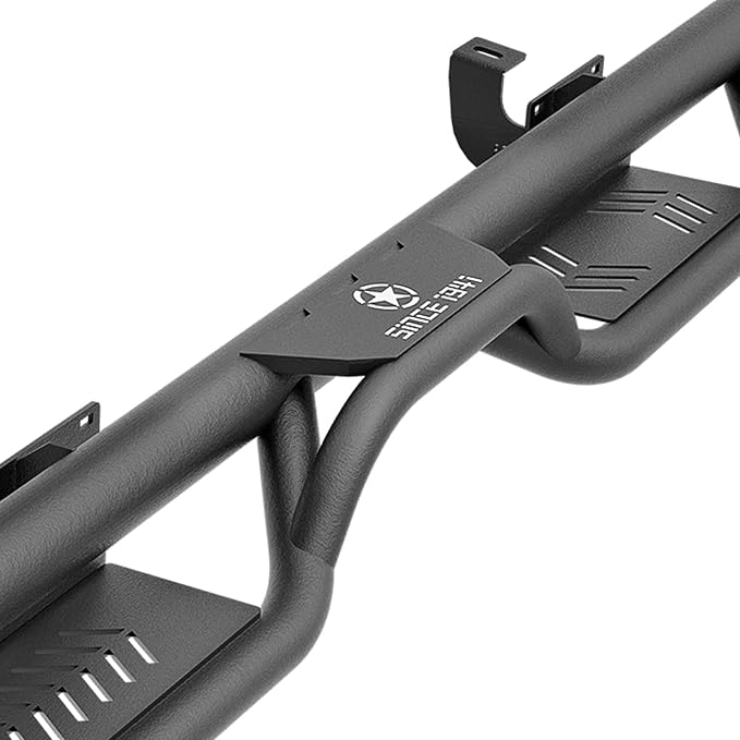 Running Boards Compatible with 2007-2018 Jeep Wrangler JK JKU Unlimited 4 Doors, Heavy-Duty Steel Nerf Bars Two Stairs Design Side Steps Bolt-on Step Plates Rock Sliders Rail