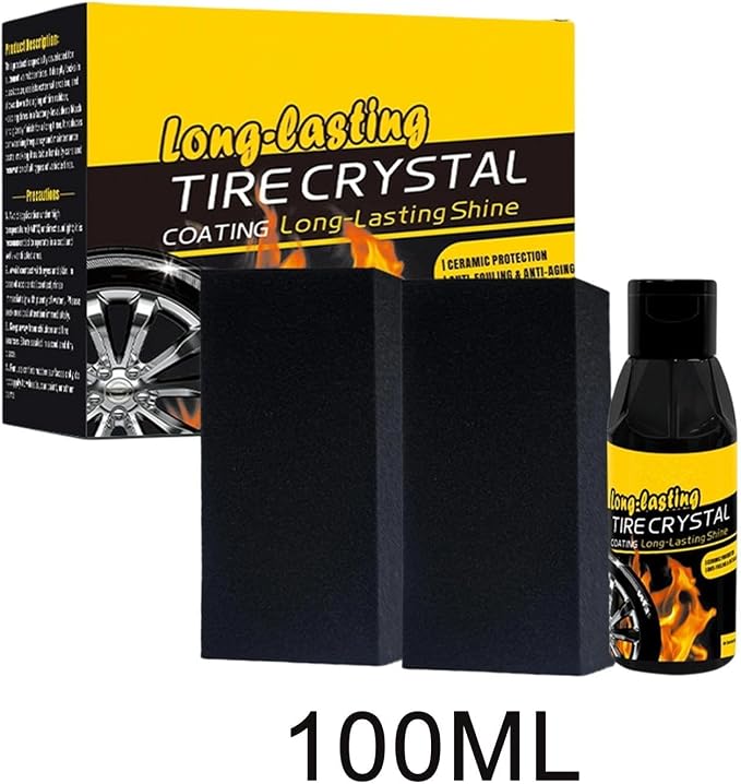 Tire Coating, with Sponge Kit, 100ml, Long Lasting Tire Shine Dressing, Blackening Protectant, for SUV Truck Motorcycle RV Wheel Care Use