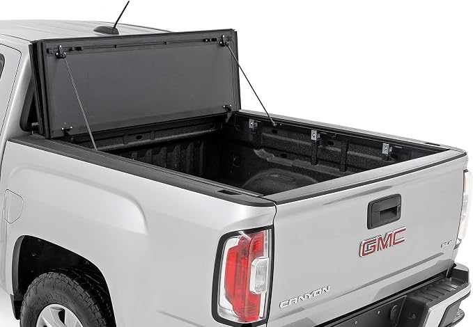 Rough Country Hard Tri-Fold Truck Bed Tonneau Cover for Chevy Colorado & GMC Canyon (2015-2026) - Aluminum Flip-Up Folding Bed Cover, Fits 5' (60") Bed