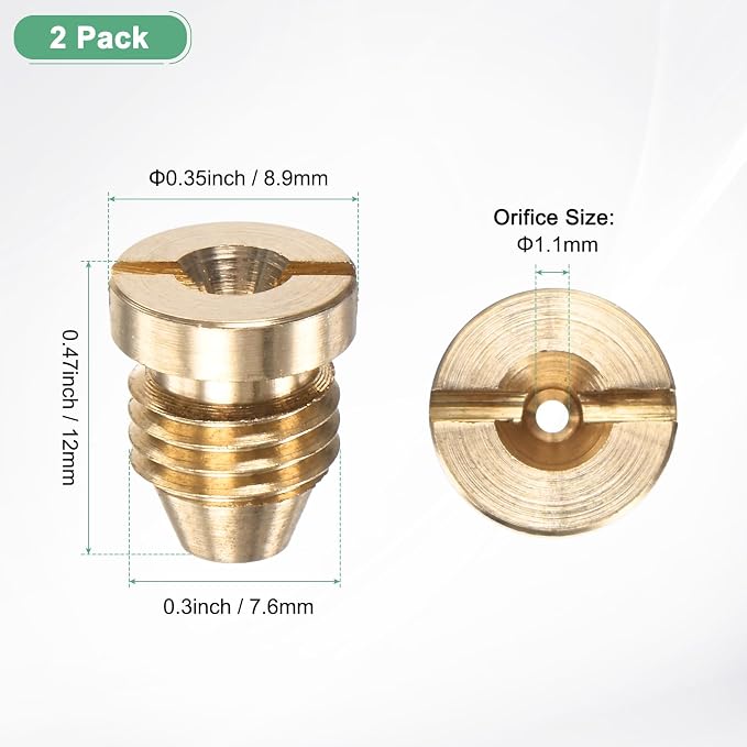 M METERXITY 2-Pack Foam Cannon Orifice Nozzle, 1.1mm Brass Universal Thread Tips for Snow Foam Lance/Garden Hose/Kitchen Cleaners, Sprayer Connector Replacement Nozzles