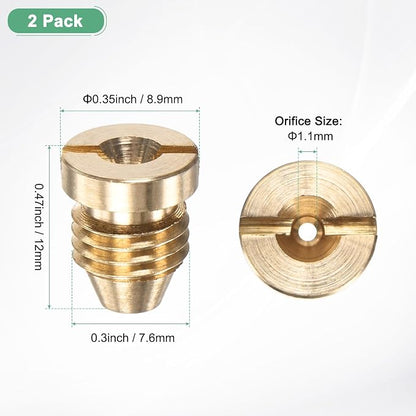 M METERXITY 2-Pack Foam Cannon Orifice Nozzle, 1.1mm Brass Universal Thread Tips for Snow Foam Lance/Garden Hose/Kitchen Cleaners, Sprayer Connector Replacement Nozzles