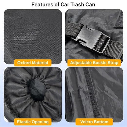 EcoNour 2 Pack Car Trash Bag | Washable Back Seat Hanging Bag with Elastic Opening & Easy Mount | Garbage Can with Waterproof Oxford Material | Accessories for Camping, Traveling & Outdoor