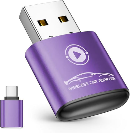 vnilrgle Wireless CarPlay Adapter for Apple iPhone（2026 Upgraded） Mini Design, Plug & Play CarPlay Dongle Converts Wired to Wireless, Auto Connect Fast and Stable with USB-C(Purple)