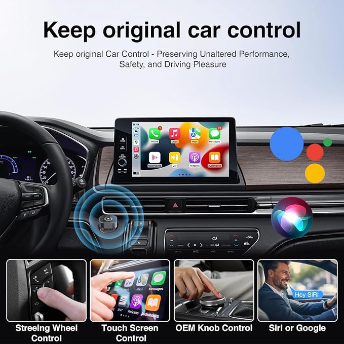 Wireless CarPlay Adapter, Wired to Wireless for CarPlay, Mini USB Design Car Play Adapter, Plug and Play, Stable Connection (Black)