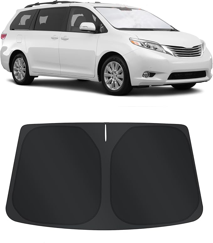 TINGLU Sun Shade for Toyota Sienna 2011-2020 Accessories Windshield Sun Shade Window Shade UV Rays Protection Sun Visor Cover with Steering Wheel Sunshade Storage Bag