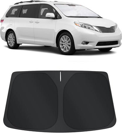 TINGLU Sun Shade for Toyota Sienna 2011-2020 Accessories Windshield Sun Shade Window Shade UV Rays Protection Sun Visor Cover with Steering Wheel Sunshade Storage Bag