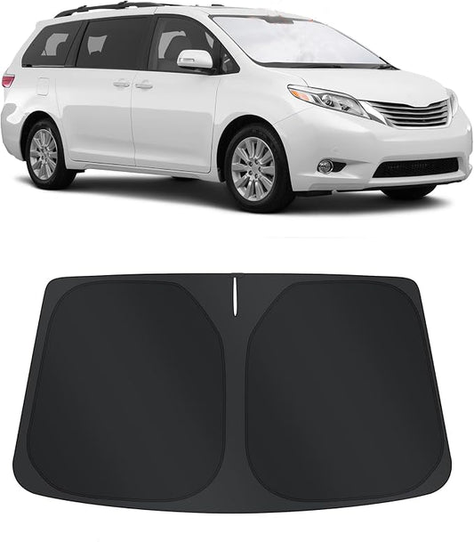 TINGLU Sun Shade for Toyota Sienna 2011-2020 Accessories Windshield Sun Shade Window Shade UV Rays Protection Sun Visor Cover with Steering Wheel Sunshade Storage Bag