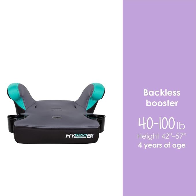Baby Trend Hybrid SI 3-in-1 Combination Booster Seat, Hoboken Teal – Side-Impact Protection, 3-Stage Growth Design, Adjustable Headrest, Cushioned Comfort