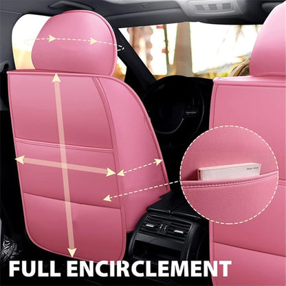 Car Seat Covers Front Seats, Super Luxurious Heavy Universal Duty Waterproof Leather Automotive Vehicle Cover for Cars SUV Pick-up Truck, Non-Slip Seat Pink Car Accessories (2 PCS Front/Black Pink)