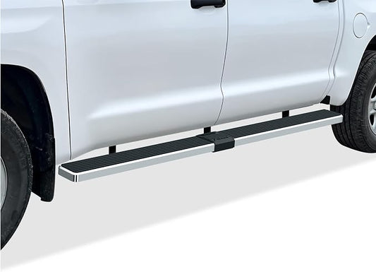 APS (304 Stainless Steel Polished Silver 6 inches) Running Boards Nerf Bars Side Steps Compatible with Toyota Tundra 2007-2021 CrewMax