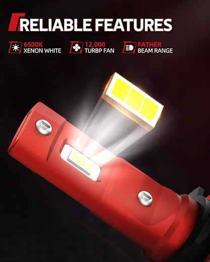 Torchbeam T2 2025 9005 H11 Bulbs Combo,90,000LM 6000K Cool White 9005/HB3 H11/h8/h9 1:1 Design Fog Light 60000HRS Lifespan Plug and Play for ATVS, Pack of 4