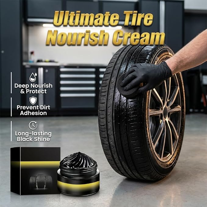 Car Tire Ceramic Coating, 2026 Powerful Wheel Cleaning Refurbish Wax with UV Blocking Dust, Tyre Nourish Cream, Tire Shine Cream for Long-Lasting Auto Care (1pcs)