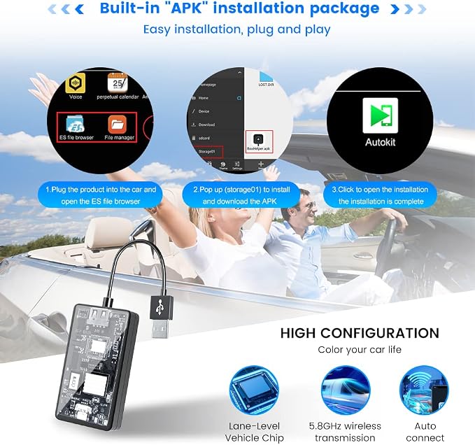 CarlinKit Wireless CarPlay Car Adapter for Android Car Radio,Wireless Android Auto & Apple CarPlay 2 in 1 Dongle-Low Power Consumption,Support Plug & Play,Screen Mirroring,OTA Update,Google Maps etc