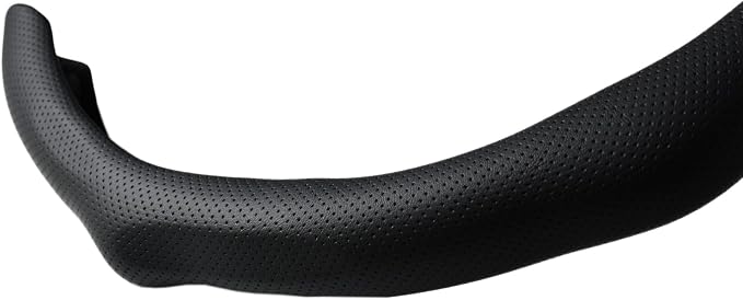 Quick Install Sporty Perforated Nappa Leather Steering Wheel Cover with Yellow Stripes Universal fit 14½" to 15" Car SUV Pickup Steering Wheel