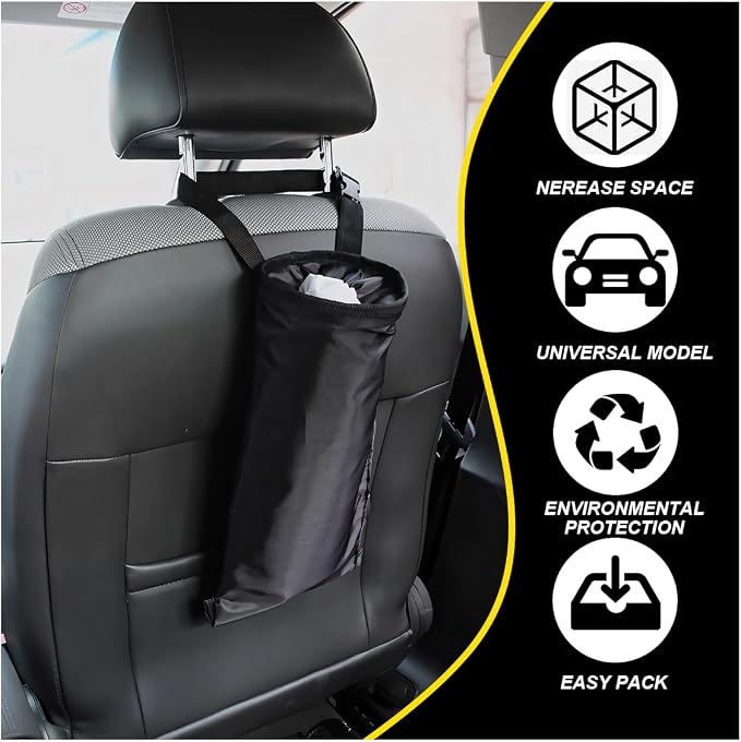 ZIMISI Car Trash Bag, Hanging Car Garbage Can with Elastic Opening, Portable Waterproof Collapsible Trash Can for Back Seat, Automotive Storage Organizer for Home, Outdoor (1PC)