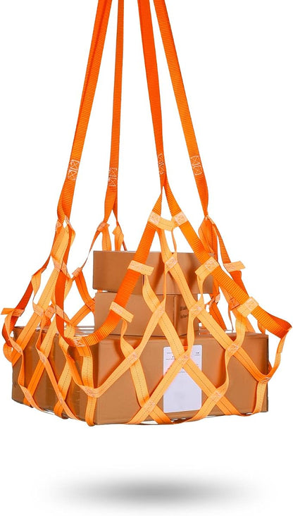4.92' x 4.92' Polyester Sling Hoisting Net - Flat Cargo Lifting Net - Max. Load Capacity: 1100lbs