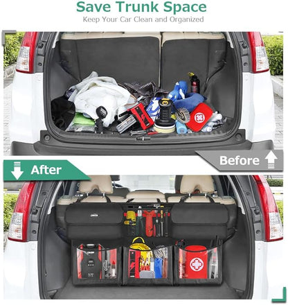 Oasser Trunk Organizer for Car, Hanging Car Organizer with 6 Large Pockets 3 Adjustable Straps 43.3x19 Inch