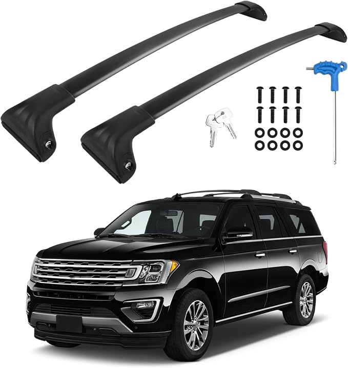 Gdydi 220lbs Lockable Roof Rack Cross Bars fit for Expedition/Max 2018-2026 Navigator 2018-2024 (Side Roof Rails), Black Aluminum Roof Rails Rooftop Cargo Crossbars