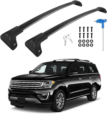 Gdydi 220lbs Lockable Roof Rack Cross Bars fit for Expedition/Max 2018-2026 Navigator 2018-2024 (Side Roof Rails), Black Aluminum Roof Rails Rooftop Cargo Crossbars