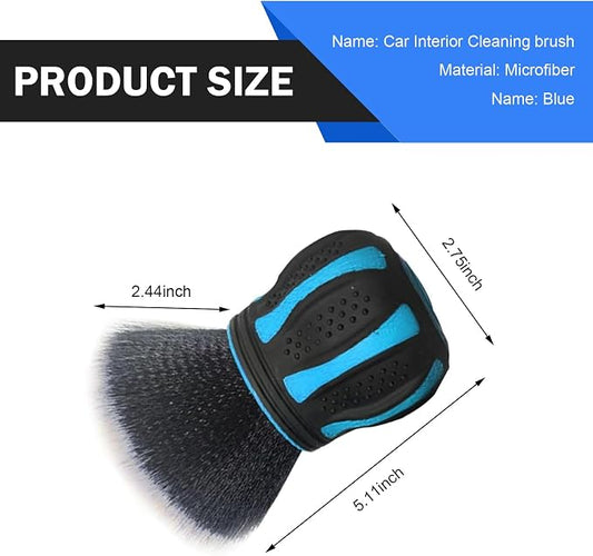 Detail Cleaning Brush with Storage Holder, Spherical Soft Bristle Dashboard Air Conditioning Air Vent Interior Crevice Brush, Non-Slip Handle Multi-Functional Accessory (Blue)