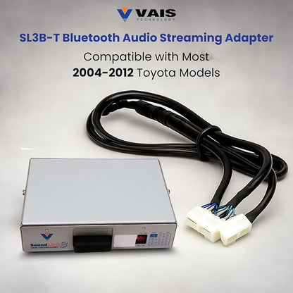 VAIS Technology SL3b-T Bluetooth Audio Adapter - Wireless Music Streaming Add-On Compatible with Most Toyota 2004-2012 Vehicles - Retains Steering Wheel Control & Includes USB Charging Port