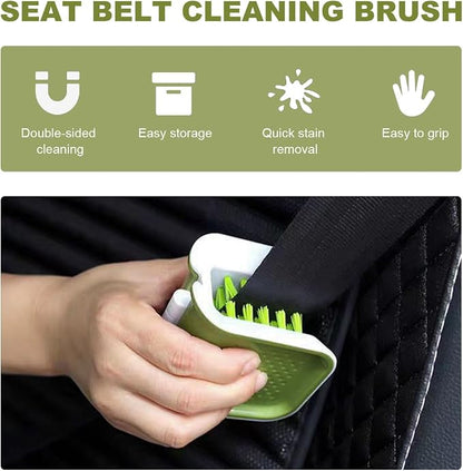 KVAEY Car Seat Belt Cleaning Brush, U-Shaped Auto Interior Washing Brush with Double-Sided Bristles, Closeable Safety Belt Bristle Scrubber Cutlery Cleaner Brush for Car Home (4 PCS)