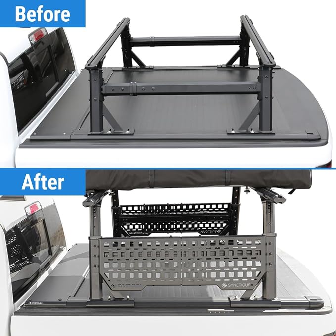 Syneticusa MR Retractable Truck Bed Cover with Rack Panels for Ford F-150 2004–2026 | 5.5' (67”) Short Bed | Aluminum Hard Retractable Tonneau Cover | One-Person Installable | Waterproof, Low-Profile