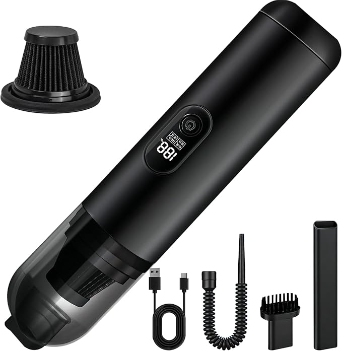 Handheld Car Vacuum Portable Cordless, 2 in 1 Handheld Vacuum Cleaner 18000PA High Power Air Blower,2 Speed Mini Hand Held Vacuum Rechargeable for Home, Car, Office, Pet Hair