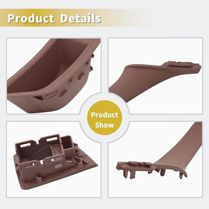 7PCS Brown Inner Door Pull Handles Kit Compatible with 5 Series F10 F11 2010-2016 520 523 525 528 530 535 Inner Window Switch Armrest Panel Trim Cover