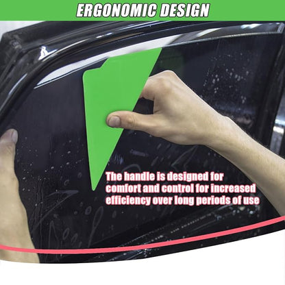 2PCS Triangle Contour Squeegee Car Window Tint Tools- Flexible Multi-Edge Corner Squeegee Vinyl Wrap Tool- Card Scraper Window Tint Squeegees for Car Wrap Film Installation Application (Green)
